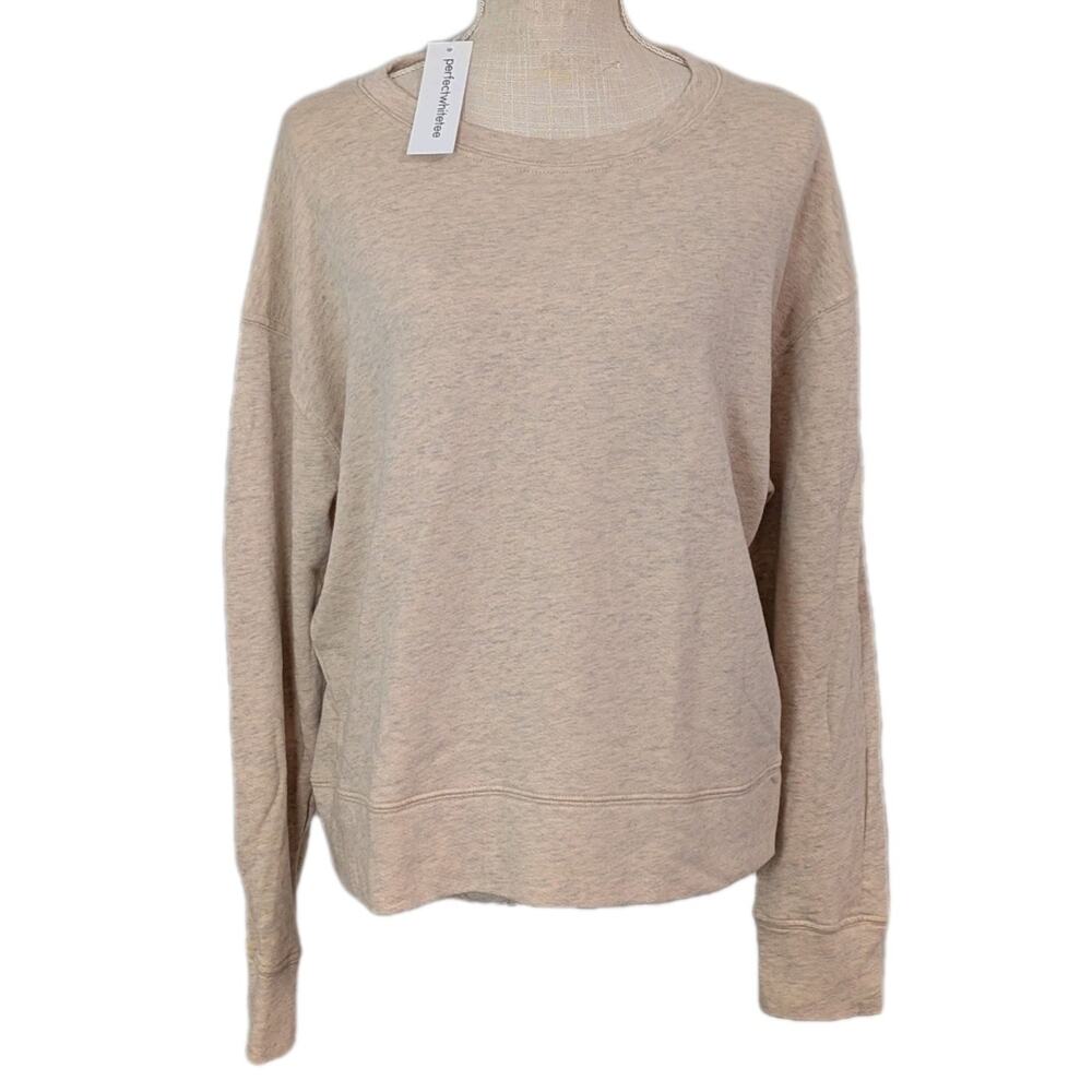 perfect white tee sweatshirt Small NWT French Terry Tyler Heathered Beige